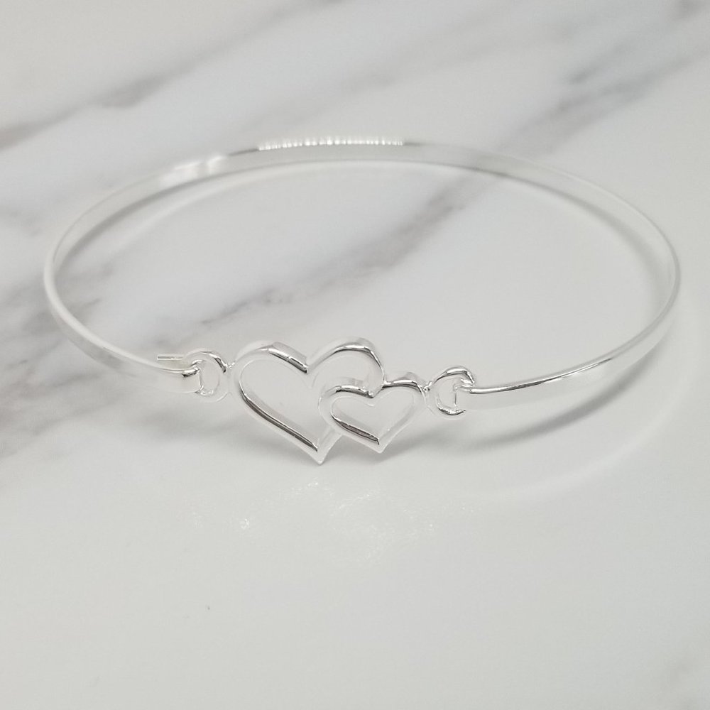 Sterling Silver Cuff Bangle Bracelet-Hook Closure